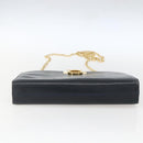 Salvatore Ferragamo Gancini Chain Shoulder Bag Leather Navy Gold Auth 160932-10