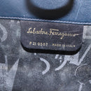 Salvatore Ferragamo Gancini Chain Shoulder Bag Leather Navy Gold Auth 160932-16