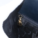 Salvatore Ferragamo Gancini Chain Shoulder Bag Leather Navy Gold Auth 160932-17