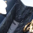 Salvatore Ferragamo Gancini Chain Shoulder Bag Leather Navy Gold Auth 160932-19