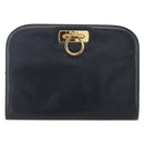 Salvatore Ferragamo Gancini Chain Shoulder Bag Leather Navy Gold Auth 160932-2
