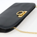 Salvatore Ferragamo Gancini Chain Shoulder Bag Leather Navy Gold Auth 160932-6