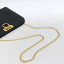 Salvatore Ferragamo Gancini Chain Shoulder Bag Leather Navy Gold Auth 160932-7