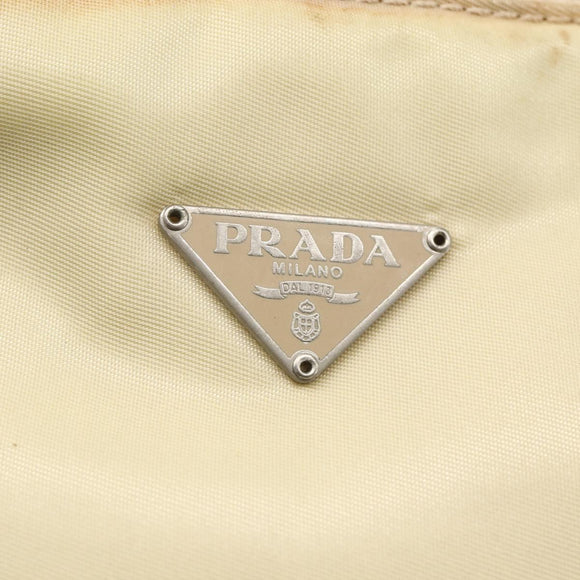 PRADA Accessory Pouch Nylon Ivory Silver Auth 160936