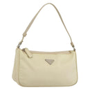 PRADA Accessory Pouch Nylon Ivory Silver Auth 160936-1