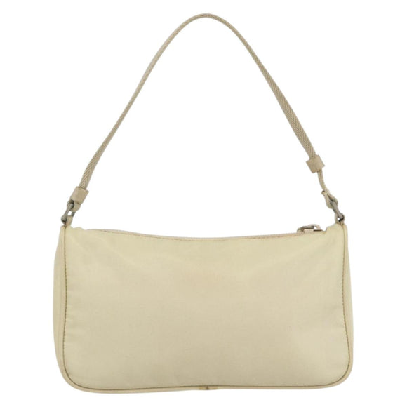PRADA Accessory Pouch Nylon Ivory Silver Auth 160936