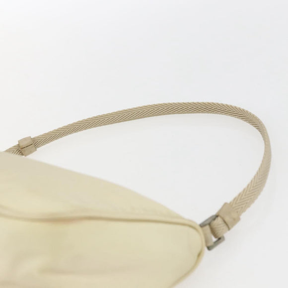 PRADA Accessory Pouch Nylon Ivory Silver Auth 160936