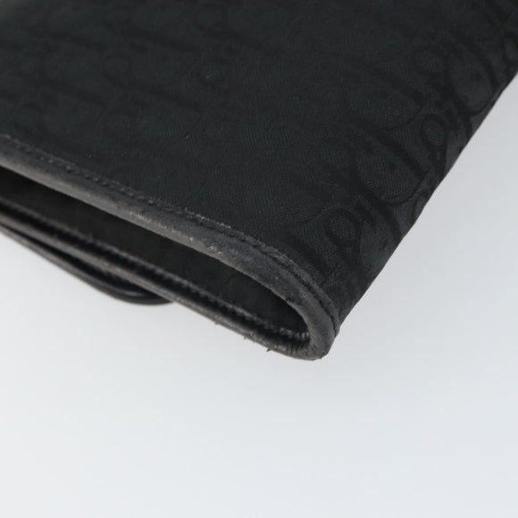 Christian Dior Trotter Canvas Chain Shoulder Bag Black Gold Auth 160947