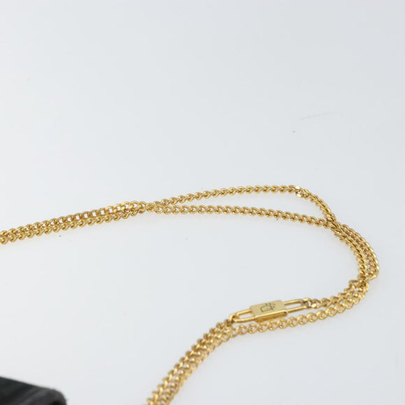 Christian Dior Trotter Canvas Chain Shoulder Bag Black Gold Auth 160947