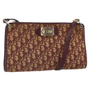 Christian Dior Trotter Canvas Shoulder Bag Red Gold Auth 160953-1