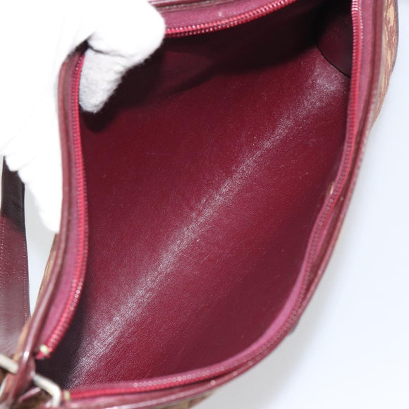 Christian Dior Trotter Canvas Shoulder Bag Red Gold Auth 160953