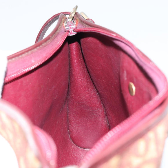 Christian Dior Trotter Canvas Shoulder Bag Red Gold Auth 160953