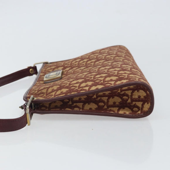 Christian Dior Trotter Canvas Shoulder Bag Red Gold Auth 160953