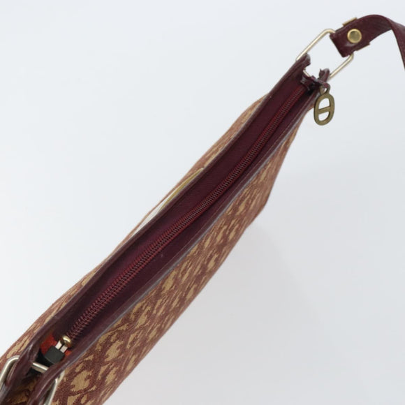 Christian Dior Trotter Canvas Shoulder Bag Red Gold Auth 160953
