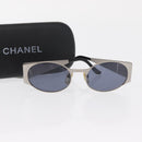 CHANEL Sunglasses metal Silver CC Auth 160956-12