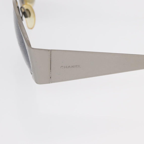 CHANEL Sunglasses metal Silver CC Auth 160956