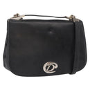 Christian Dior Hand Bag Calf Skin 2way Black Silver Auth 160958-1