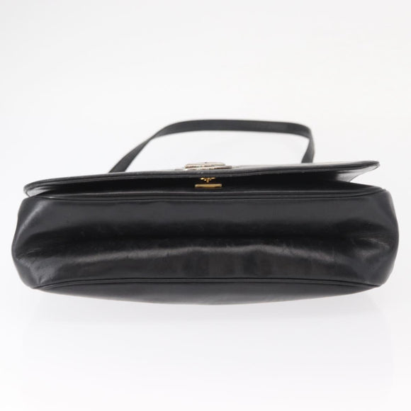 Christian Dior Hand Bag Calf Skin 2way Black Silver Auth 160958
