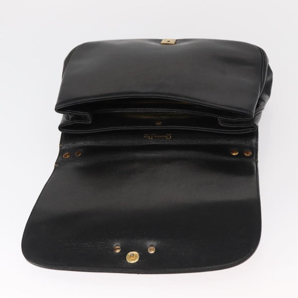 Christian Dior Hand Bag Calf Skin 2way Black Silver Auth 160958