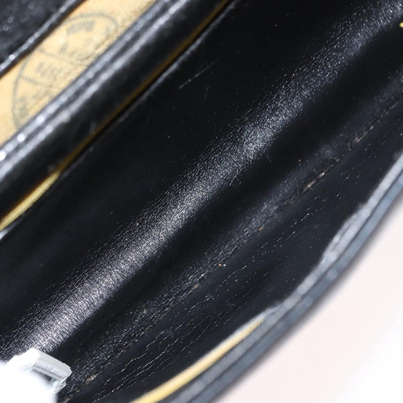 Christian Dior Hand Bag Calf Skin 2way Black Silver Auth 160958