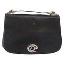 Christian Dior Hand Bag Calf Skin 2way Black Silver Auth 160958-13