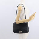 Christian Dior Hand Bag Calf Skin 2way Black Silver Auth 160958-24