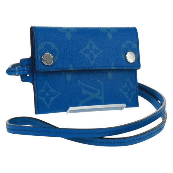 LOUIS VUITTON Monogram Pockets On Strap Card Case Blue M83154 LV Auth 160962M