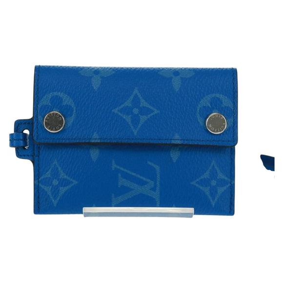 LOUIS VUITTON Monogram Pockets On Strap Card Case Blue M83154 LV Auth 160962M