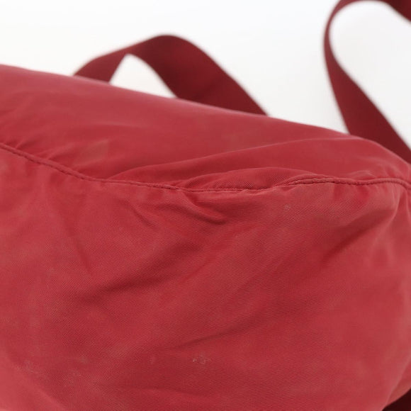 PRADA Shoulder Bag Nylon Red Silver Auth 160963