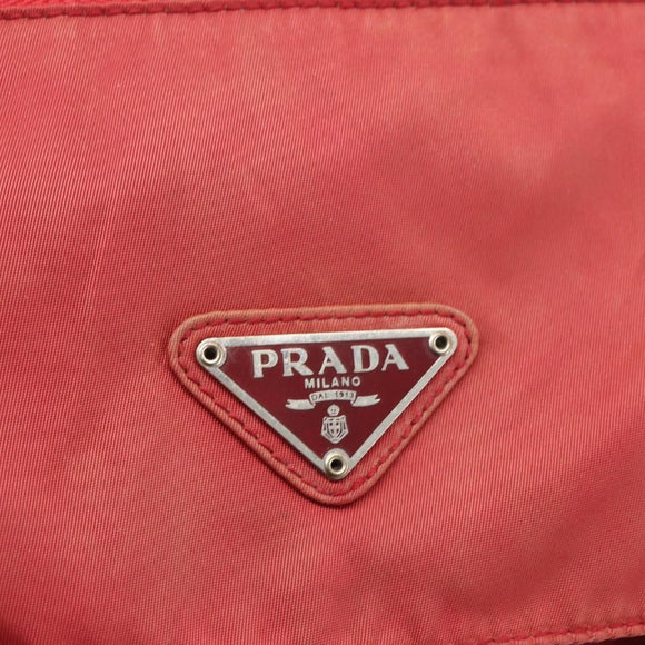 PRADA Shoulder Bag Nylon Red Silver Auth 160963