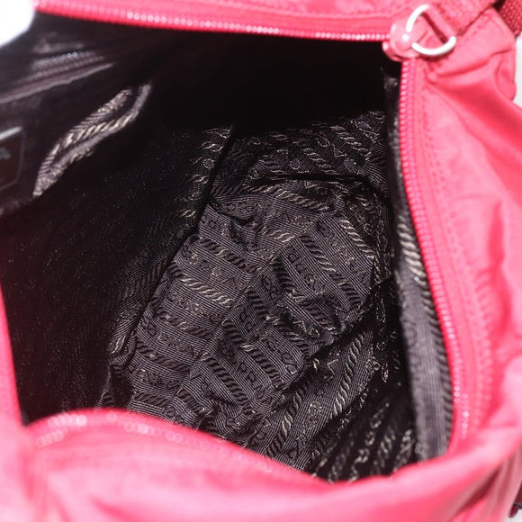 PRADA Shoulder Bag Nylon Red Silver Auth 160963