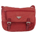 PRADA Shoulder Bag Nylon Red Silver Auth 160963-13