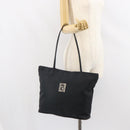 FENDI Tote Bag Nylon Black Silver Auth 160965-23