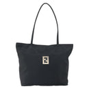 FENDI Tote Bag Nylon Black Silver Auth 160965-13