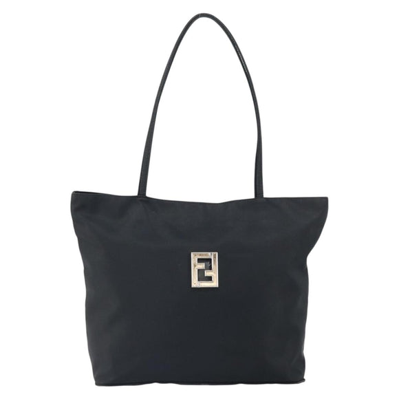 FENDI Tote Bag Nylon Black Silver Auth 160965