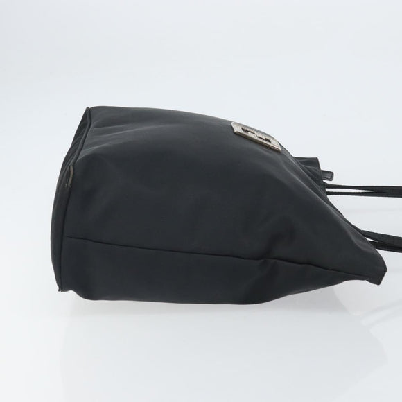 FENDI Tote Bag Nylon Black Silver Auth 160965