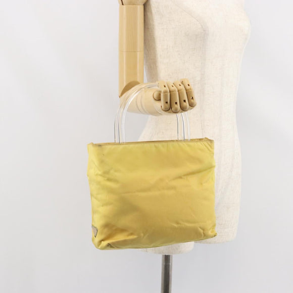 PRADA Hand Bag Nylon Yellow Auth 160966