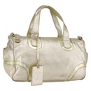 LOEWE Mini Boston Bag Leather Gold Auth 160969-1