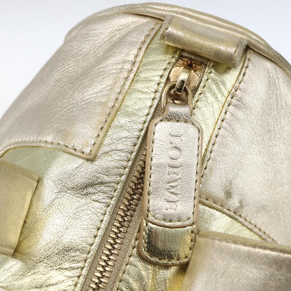 LOEWE Mini Boston Bag Leather Gold Auth 160969