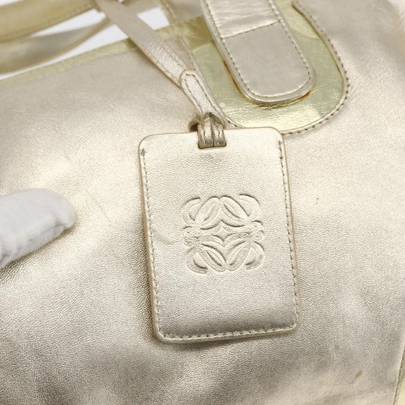 LOEWE Mini Boston Bag Leather Gold Auth 160969