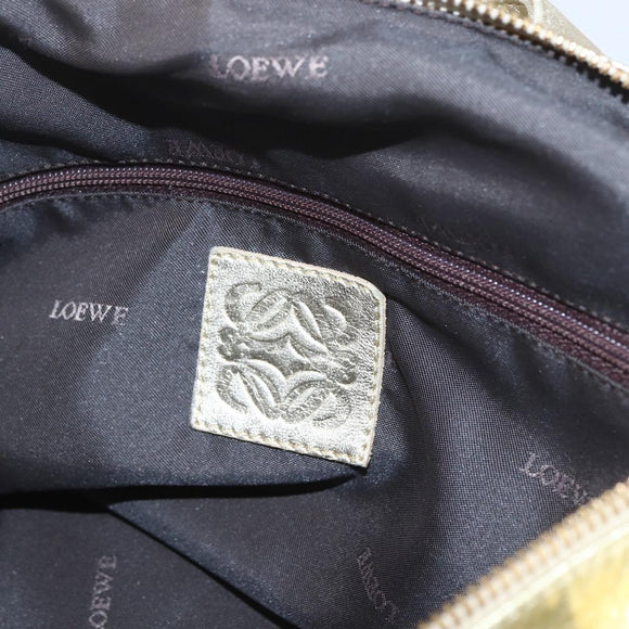 LOEWE Mini Boston Bag Leather Gold Auth 160969