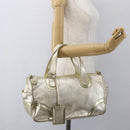 LOEWE Mini Boston Bag Leather Gold Auth 160969-22