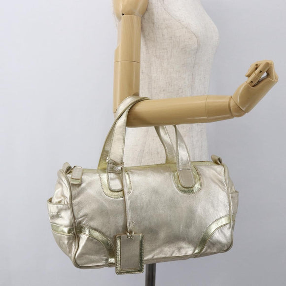 LOEWE Mini Boston Bag Leather Gold Auth 160969