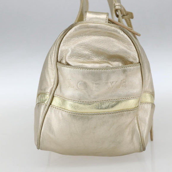 LOEWE Mini Boston Bag Leather Gold Auth 160969