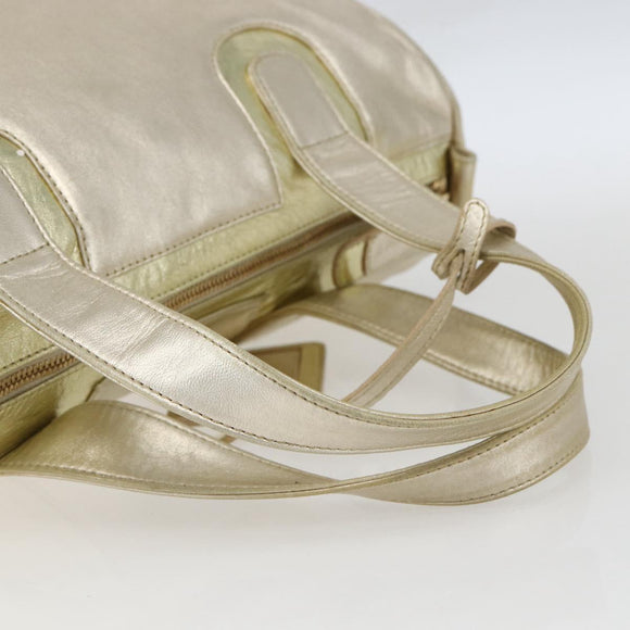 LOEWE Mini Boston Bag Leather Gold Auth 160969