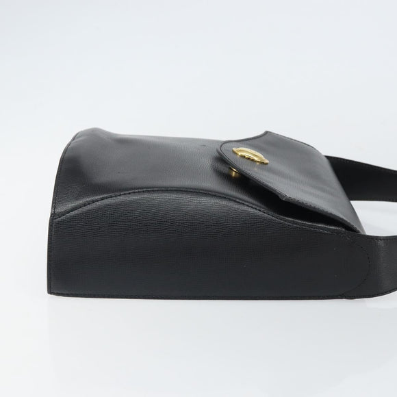 Christian Dior Shoulder Bag Leather Black Gold Auth 160970
