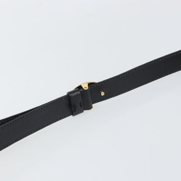 Christian Dior Shoulder Bag Leather Black Gold Auth 160970