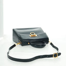 Salvatore Ferragamo Gancini Hand Bag Leather 2way Navy Gold Auth 160979-9