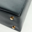 Salvatore Ferragamo Gancini Hand Bag Leather 2way Navy Gold Auth 160979-20