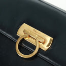 Salvatore Ferragamo Gancini Hand Bag Leather 2way Navy Gold Auth 160979-22